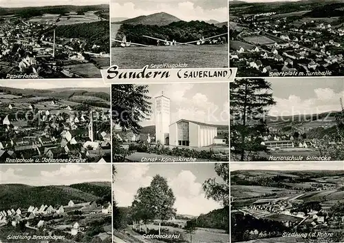 AK / Ansichtskarte Sundern_Sauerland Papierfabrik Johanneskirche Brandhagen Settmeckertal Segel Flugplatz Christ Koenigskirche Sundern_Sauerland