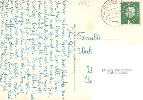 AK / Ansichtskarte Rheda Wiedenbrueck Wilhelmplatz Portlandstr. Evgl.Gemeindehaus Freibad Rheda Wiedenbrueck