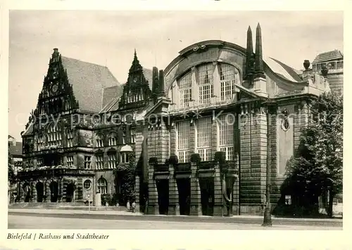 AK / Ansichtskarte Bielefeld Rathaus und Stadttheater Bielefeld