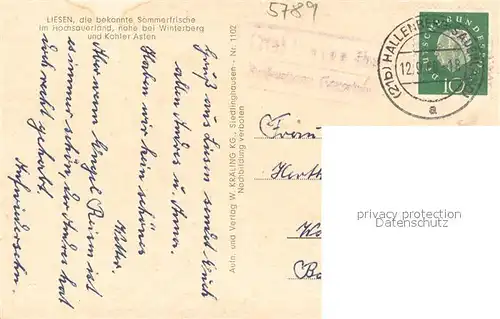 AK / Ansichtskarte Liesen Astenturm Ortsansichten Nuhnetal Panorama Liesen