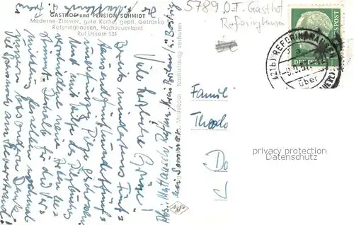 AK / Ansichtskarte Referinghausen Panorama Gasthof Pension Schmidt Referinghausen