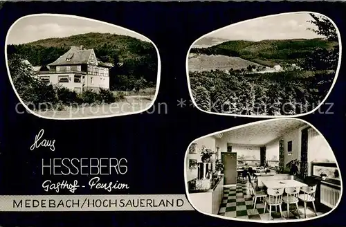 AK / Ansichtskarte Medebach Gasthof Pension Hesseberg Gaststube Panorama Medebach