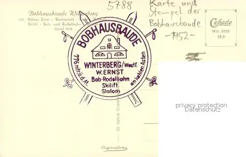 AK / Ansichtskarte Winterberg_Hochsauerland Blick vom Bobhaus mit Skilift Winterberg_Hochsauerland