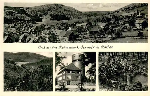 AK / Ansichtskarte Hildfeld Panorama Orketal Astenturm Ruhrquelle Hildfeld