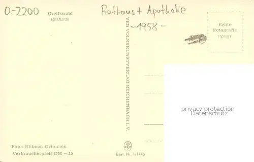 AK / Ansichtskarte Greifswald Rathaus Apotheke Automobil Greifswald