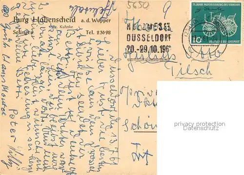 AK / Ansichtskarte Solingen Burg Hohenscheid an der Wupper  Solingen