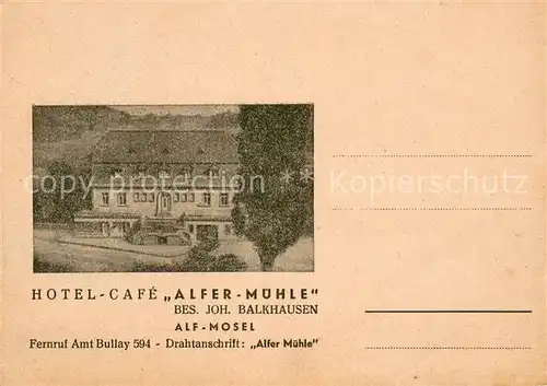 AK / Ansichtskarte Alf_Mosel Hotel Cafe Alfer Muehle Alf_Mosel