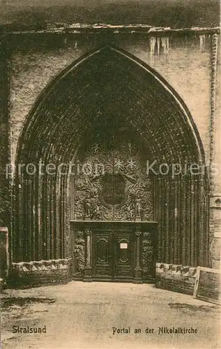 AK / Ansichtskarte Stralsund Portal an der Nikolaikirche 