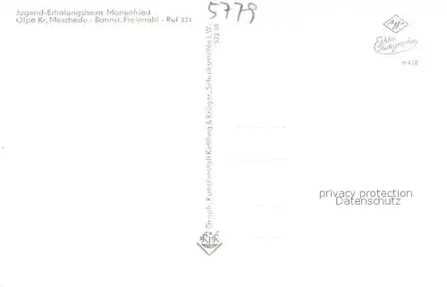 AK / Ansichtskarte Olpe_Meschede Jugend Erholungsheim Marienfried Park Speisesaal Kueche Olpe Meschede