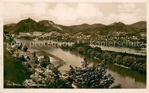 AK / Ansichtskarte Siebengebirge Rheinpartie mit Drachenfels Siebengebirge