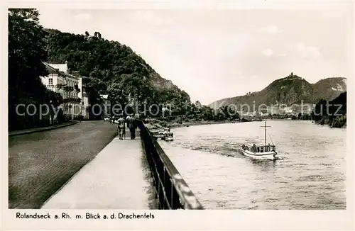 AK / Ansichtskarte Rolandseck Rheinpartie mit Hotel Rolandseck und Drachenfels Rolandseck