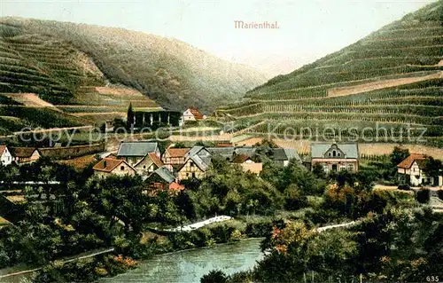 AK / Ansichtskarte Marienthal_Ahr Panorama mit Klosterruine Illustration Marienthal Ahr