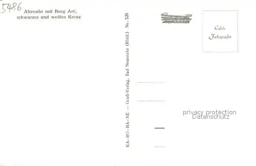 AK / Ansichtskarte Altenahr mit Burg Are und schwarzem und weissem Kreuz Altenahr