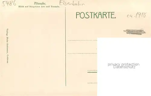 AK / Ansichtskarte Altenahr Blick auf Burgruine Are und Eisenbahn Tunnels Altenahr