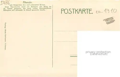 AK / Ansichtskarte Altenahr mit Burgruine Are und schwarzes Kreuz Altenahr