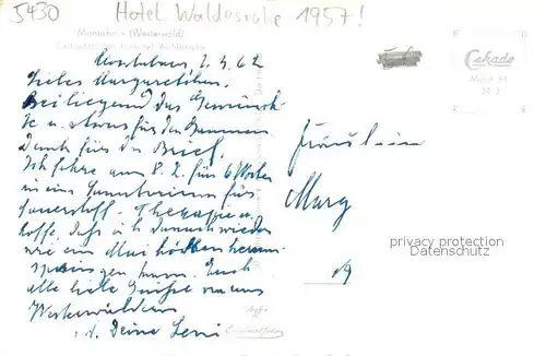 AK / Ansichtskarte Montabaur_Westerwald Hotel Waldesruhe Montabaur_Westerwald