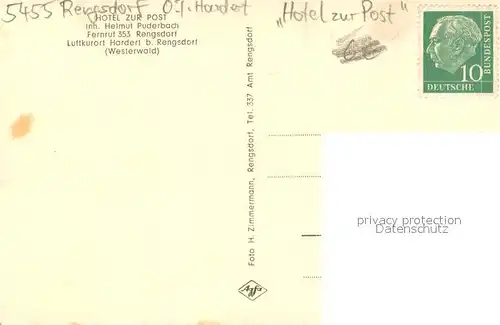 AK / Ansichtskarte Rengsdorf Hotel zur Post Gartenpartie Speisesaal Rengsdorf