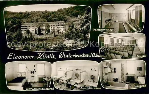 AK / Ansichtskarte Winterkasten_Lindenfels Eleonoren Klinik Wassertretanlage Unterwasser Massagebad Inhalationsraeume Darmbad Winterkasten_Lindenfels