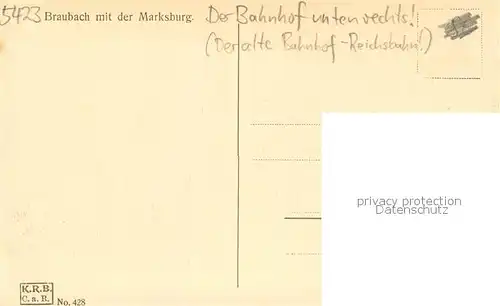 AK / Ansichtskarte Braubach_Rhein Panorama mit der Marksburg Braubach Rhein
