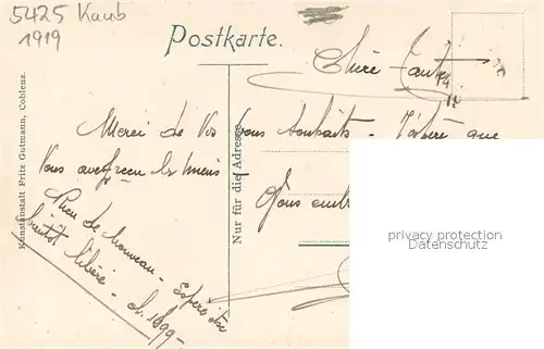 AK / Ansichtskarte Caub Rheinpanorama mit der Pfalz Caub