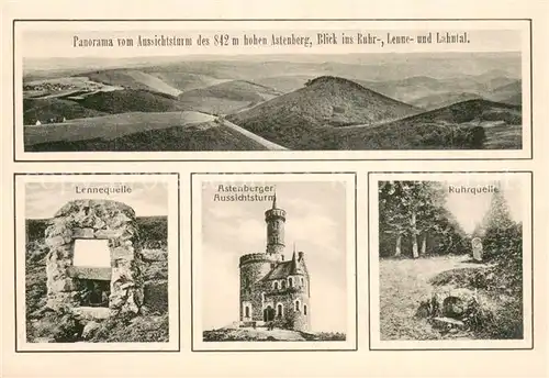 AK / Ansichtskarte Winterberg_Hochsauerland Panorama vom Astenberger Aussichtsturm Lennequelle Ruhrquelle Winterberg_Hochsauerland