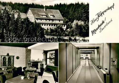 AK / Ansichtskarte Meschede Haus Koeppnerkopf Hotel Kaminzimmer Kegelbahn Meschede