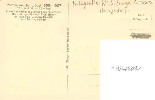 AK / Ansichtskarte Heringsdorf_Ostseebad_Usedom Bismarckwarte Heringsdorf_Ostseebad