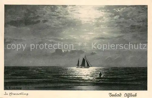 AK / Ansichtskarte Ahlbeck_Ostseebad In Erwartung Abendstimmung Segelboot Ahlbeck_Ostseebad