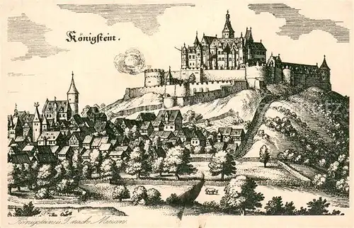 AK / Ansichtskarte Koenigstein_Taunus Stich nach Merian Kuenstlerkarte Koenigstein_Taunus