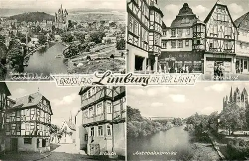 AK / Ansichtskarte Limburg_Lahn Panorama Blick von der Autobahnbruecke Kornmarkt Altstadt Fachwerkhaeuser Erbach Limburg_Lahn