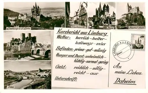 AK / Ansichtskarte Limburg_Lahn Stadtpanorama mit Dom Fischmarkt Dietkirchen Schloss Runkel Diez Bromsilber Limburg_Lahn