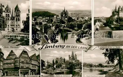 AK / Ansichtskarte Limburg_Lahn Stadtpanorama mit Dom Kornmarkt Altstadt Schloss Autobahnbruecke Limburg_Lahn