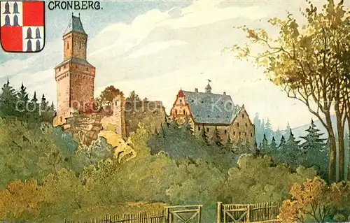 AK / Ansichtskarte Kronberg_Taunus Burg Kronberg Wappen Kuenstlerkarte Kronberg Taunus