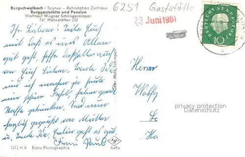 AK / Ansichtskarte Burgschwalbach Burg Schwalbach Burggaststaette und Pension Burgschwalbach