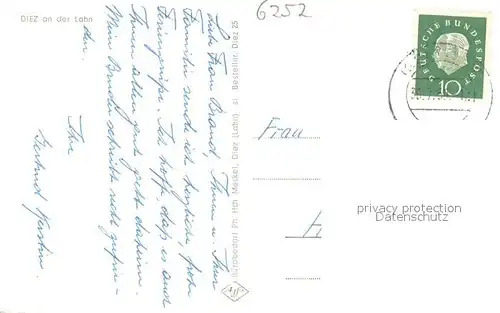 AK / Ansichtskarte Diez_Lahn Panorama mit Blick zum Schloss Lahnbruecke Diez_Lahn