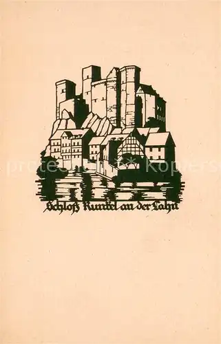 AK / Ansichtskarte Runkel_Lahn Schloss Original Scherenschnitt A. M. Schwindt Kuenstlerkarte Runkel_Lahn
