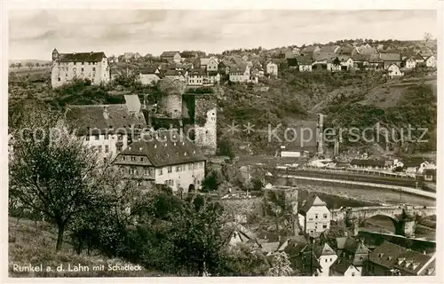 AK / Ansichtskarte Runkel_Lahn Panorama mit Burg Schadeck Runkel_Lahn