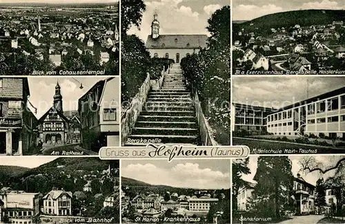 AK / Ansichtskarte Hofheim_Taunus Stadtpanorama Rathaus Bergkapelle Krankenhaus Schule Sanatorium Hofheim Taunus
