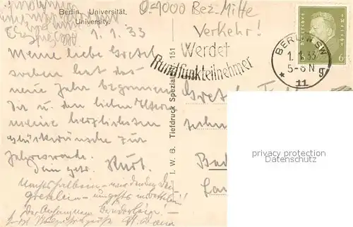 AK / Ansichtskarte Berlin Universitaet Autos Doppeldeckerbus Berlin