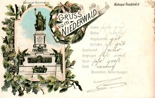 AK / Ansichtskarte Ruedesheim_am_Rhein Nationaldenkmal Niederwald Litho 
