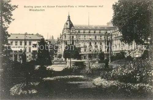 AK / Ansichtskarte Wiesbaden Kaiser Friedrich Platz und Hotel Nassauer Hof Wiesbaden