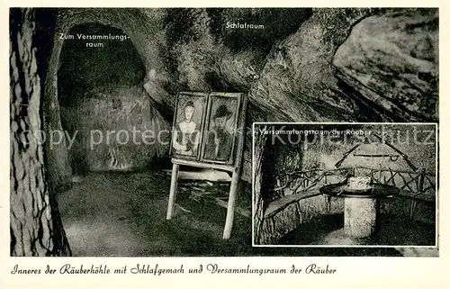 AK / Ansichtskarte Wiesbaden Leichtweisshoehle im Nerotal Inneres der Raeuberhoehle mit Schlafgemach und Versammlungsraum  Wiesbaden