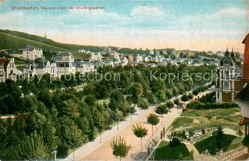 AK / Ansichtskarte Wiesbaden Nerotal nach Stadt gesehen Wiesbaden