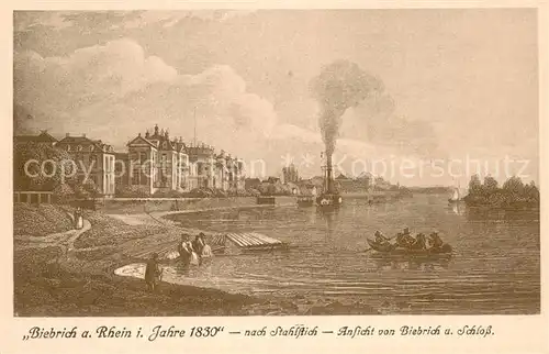 AK / Ansichtskarte Biebrich_Wiesbaden Schifffahrt Floesser Biebrich_Wiesbaden