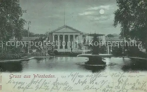 AK / Ansichtskarte Wiesbaden Kurhaus im Mondscheinlicht Wiesbaden