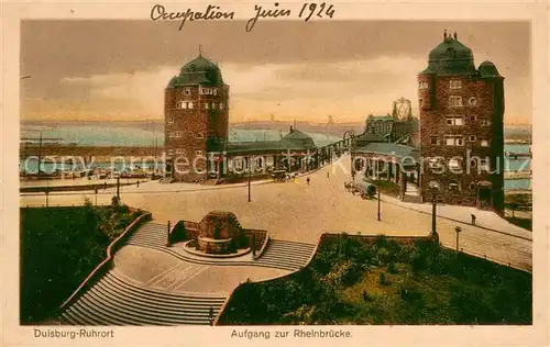 AK / Ansichtskarte Duisburg_Ruhr Aufgang zur Rheinbruecke Duisburg Ruhr