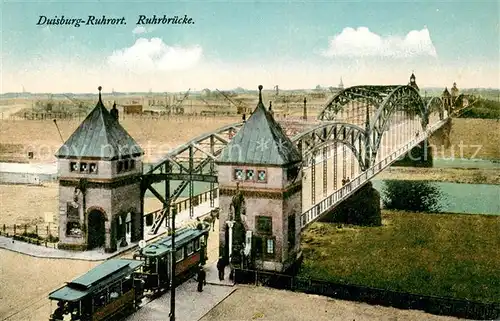 AK / Ansichtskarte Duisburg_Ruhrort Ruhrbruecke mit Strassenbahnen Duisburg Ruhrort