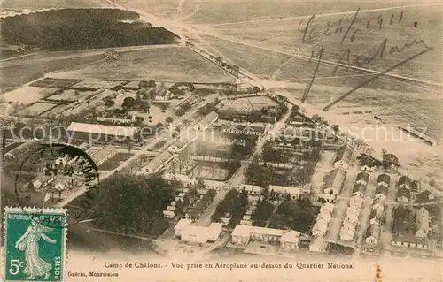 AK / Ansichtskarte Camp_de_Chalons Vue prise en Aeroplane au dessus du Quartier National Camp_de_Chalons