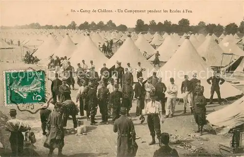 AK / Ansichtskarte Camp_de_Chalons Un Campement pendant les Ecoles a Feu Camp_de_Chalons