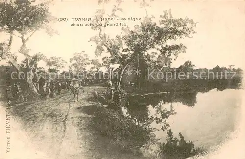 AK / Ansichtskarte Tonkin Hanoi La digue et un coin du grand lac Tonkin